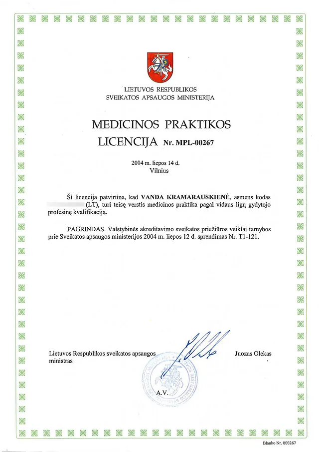 Medicinos praktikos licenzija, gydymas dėlėmis